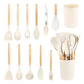 Silicone Kitchen Utensils 12‑Piece Set Off‑White,All‑in‑One Spatula Soup Spoon Cookware Kit,Safe For Non‑Stick Pan,Everyday Home Kitchen Supply,Christmas Halloween House Present