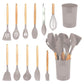 Silicone Kitchen Utensils 12‑Piece Set Khaki,Versatile Silicone Spatula and Soup Spoon Collection,Household Cooking Accessory for Non‑Stick Pots,Christmas Halloween Practical Home Gift