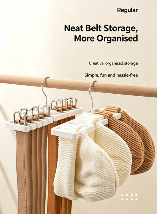 Dual‑Tone Wardrobe Accessory Hanger,10‑Slot Multi‑Function Storage Holder for Belts Scarves Ties,Brown & Black 2‑Pack,Closet Tidy Tool,Christmas Halloween Household Practical Gift