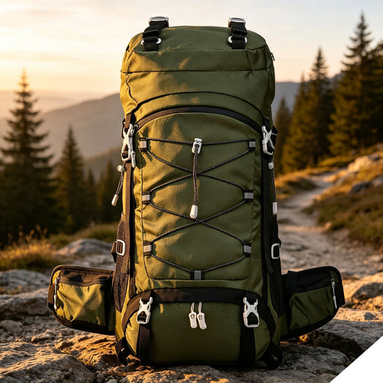 Multi‑Purpose Camping Hiking Backpack 60L Deep Olive Green,Nylon Daypack Equipped with Rain Cover,Sturdy Pack for Trekking & Outdoor Journey,Christmas Halloween Practical Travel Gift