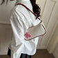 Elegant Solid Woven Underarm Purse, Casual Versatile Shoulder Bag With Orchid Pendant, Khaki, Modern Stylish Women Accessory, Christmas Halloween Daily Fashion Gift