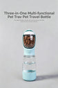 3-in-1 Outdoor Pet Water & Food Travel Bottle for Cats & Dogs, Sky Blue, 400ml Water 150ml Food Storage With Waste Bag Box & Hand Strap, Multi-Functional Walking Supply, Christmas Halloween Pet Lover Gift