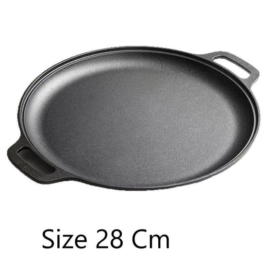 Thick Uncoated Cast Iron Flat Griddle With Twin Handles, Solid Iron Pan for Pancakes, Pork Chops & Outdoor Grilling, 28cm Griddle, Multi-Stove Compatible Cookware, Christmas & Halloween Gift for Home Cooks