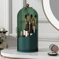 Spinning Birdcage Style Multi-Purpose Storage Caddy, Dustproof Compartment Container for Makeup, Pens, Toothpaste, Spoons, Knives & Forks, Transparent Green, Christmas & Halloween Dresser Present