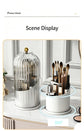 Rotating Birdcage Multi-use Storage Caddy, Dustproof Divided Organiser for Cosmetics, Cutlery, Toothbrushes & Stationery, Transparent White, 2 Pack, Christmas & Halloween Housewarming Gift