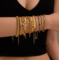08 Rainbow Color Zircon Gold | Titanium Steel Tennis Bracelet | Halloween Sweet Cool Gift | Gold Plated Stainless Steel Colorful CZ Stackable Bangle