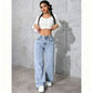 Light Blue Size 3XL (Recommended 80.0-87.5kg / 176.4-192.9lbs) | Plus Size Loose Straight Jeans | Halloween Fresh Inclusive Gift | High Waist Non-Bulky Fashion Denim