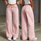 Pink Size M (Recommended 47.5-55.0kg / 104.7-121.3lbs) | Casual Straight Loose Jeans | Halloween Sweet Daily Gift | High Waist Relaxed Fit Fashion Denim