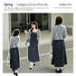 Dark Gray Size XL (Recommended 65-75kg / 143.3-165.3lbs) | Plus Size Casual Dress Set | Halloween Daily Chic Gift | Hip-Covering Long Sleeve Cardigan Floral Slip Dress