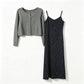 Dark Gray Size 5XL (Recommended 110-130kg / 242.5-286.6lbs) | Maximum Plus Size Dress Suit | Halloween Inclusive Fit Gift | Ultra Roomy Long Sleeve Cardigan Floral Slip Dress