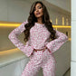 Pink Leopard Size XL | Plus Size Pink Leopard Loungewear | Halloween Bold Curvy Gift | Roomy Flared Sleeve Long Pants Women&