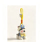 Blue Flower Schnauzer Plush Bag Charm | Christmas Winter Floral Gift | Cute Stuffed Dog Keychain Soft Puppy Pendant for School Bag