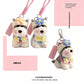 Pink Flower Schnauzer Plush Keychain | Halloween Sweet Kawaii Gift | Adorable Stuffed Puppy Bag Pendant Soft Doll Ornament for Handbag