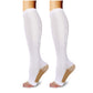 Two-Tone Open Toe White Compression Calf Socks Size XXL (43-46) | Halloween Plus Size Style Gift | Wide Calf Two-Tone Compression Socks for Big Size Fashion Wear