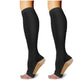 Two-Tone Open Toe Black Compression Calf Socks Size S/M (35-38) | Christmas Cool Slim Gift | Two-Tone Open Toe Black Compression Socks for Running & Gym