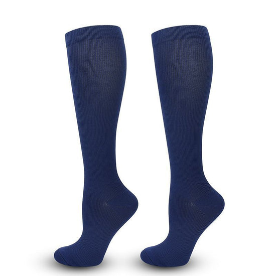 Flat Panel Navy Blue Compression Calf Socks Size L/XL (39-42) | Halloween Workwear Classic Gift | Flat Navy Compression Socks for Office Long Standing