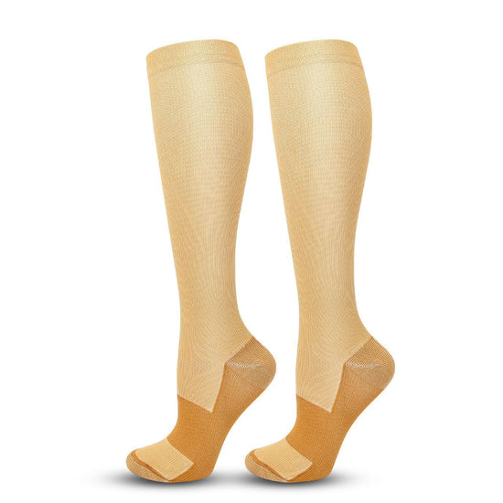 Two-Tone Nude Compression Calf Socks Size L/XL (39-42) | Christmas Invisible Stylish Gift | Two-Tone Nude Compression Socks for Under Pants Work