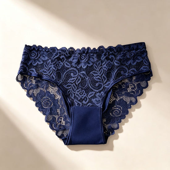 Navy Blue Hollow Out Lace Panties 4 Pack Size XL | Halloween Classy Plus Gift | Cotton Gusset Stretchy Comfort Plus Size Briefs