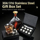 Bar Accessory Metal Ice Particle Kit | Halloween Gathering Gift | Original Color 6‑Pack With Silicone Tongs,EVA Tray,Gift Box & Velvet Pouch