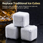 Bar Accessory Metal Ice Particle Kit | Halloween Gathering Gift | Original Color 6‑Pack With Silicone Tongs,EVA Tray,Gift Box & Velvet Pouch