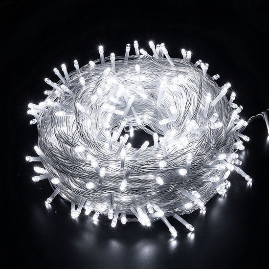 Flexible Splicing Cool‑White LED Twinkle Fairy Lights, Male‑Female Joint Convenient For Scene Adjustment, Halloween Backyard Camping Ornament, 50M 500Leds Cool White