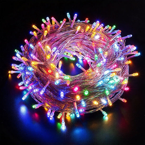 Flexible Splicing Multicolor LED Twinkle Fairy Lights, Convenient Layout Adjustment For Outdoor Festival Camping, Halloween Backyard Party Ambience Lamp, 50M 500Leds Multicolor