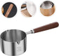 Mini Stainless Steel Saucepan with Wooden Handle, Non Stick Cooking Pot, 250 ml