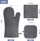 Oven Mitts and Pot Holders with Kitchen Towels, Non Slip Silicone, Heat Resistant to 500 F, Gray