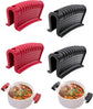 2 Pair Silicone Handle Holders for Cast Iron and Frying Pans, Black and Red