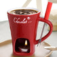 Tealight Fondue Set, Ceramic Melting Pot for Chocolate and Dessert Red