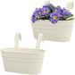 2 Pack Beige Metal Hanging Planters with Detachable Hooks for Indoor Garden Balcony Fence, 27 x 12cm