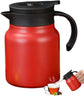 Vacuum Insulated Stainless Steel Tea Pot With Infuser Filter And Temperature Display Lid For Home Office Travel, Red, 1 L