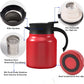 Vacuum Insulated Stainless Steel Tea Pot With Infuser Filter And Temperature Display Lid For Home Office Travel, Red, 1 L