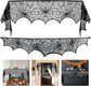Halloween Spiderweb Lace Fireplace Mantel Scarf, Spooky Door Table Decoration for Carnival Party, 45 x 248 cm