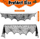 Halloween Spiderweb Lace Fireplace Mantel Scarf, Spooky Door Table Decoration for Carnival Party, 45 x 248 cm