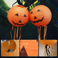 4 Pcs Halloween Paper Pumpkin Lanterns, Foldable Hanging Decorations with Ribbon Tails, 20 cm