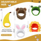 Cat Costume Hats Set of 5, Cute Lion Mane Bunny Banana Frog Sunflower Design Pet Headwear for Cats and Small Dogs, Halloween Party Dress Up Accessory, Soft Warm Material