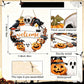 Halloween Welcome Wreath Skull Crow Wooden Hanging Sign 12inch