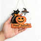 Halloween Black Cat Ghost Pumpkin Wooden Hanging Sign 11inch