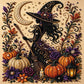 DIY Halloween Diamond Painting Art Kit, Highland Cow Ghost Pumpkin Pearl Bead Painting 20×20cm, Pre‑Stretched Canvas Frame, Plastic Sealed Package with Complete Tool Accessories