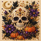 DIY Halloween Diamond Painting Art Kit, Highland Cow Ghost Pumpkin Pearl Bead Painting 20×20cm, Pre‑Stretched Canvas Frame, Plastic Sealed Package with Complete Tool Accessories