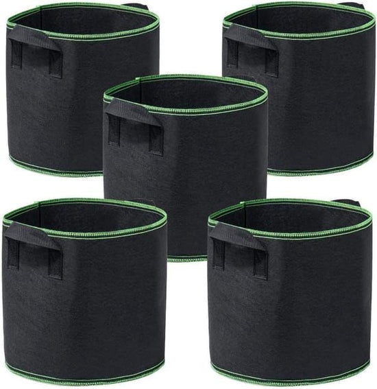 5 Pack 10 Gallon Plant Grow Bags, Non-woven Fabric Planting Pots, Reusable Breathable Garden Plant Bags, 40 x 30cm Black Planter Bags for Vegetables & Flowers