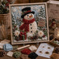 Christmas Snowman 3D Fabric Poke Art Kit, 20 x 20cm No Sew DIY Handcraft Set, Pre-Cut Fabric & Punch Tools Included, Xmas Decor & Gift Making Activity
