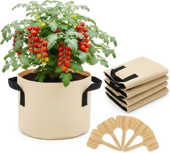 5 Pack 7 Gallon Felt Plant Grow Bags, Non-woven Fabric Planter Pots with Handles, Fabric Growing Containers for Potato, Vegetables, Flowers & Seedling Nursery