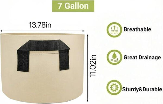 5 Pack 7 Gallon Felt Plant Grow Bags, Non-woven Fabric Planter Pots with Handles, Fabric Growing Containers for Potato, Vegetables, Flowers & Seedling Nursery