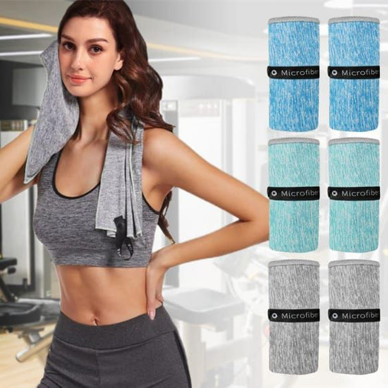 6 Pack Microfiber Sports Towels, 40 x 80cm Quick Dry Dual Sided Absorbent Gym Towels, Cationic Dye Sweat Wiping Towel for Fitness, Workout, Camping & Outdoor Activities