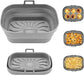 Rectangle Air Fryer Liner, Reusable Silicone Round Air Fryer Pot,Non-Stick Oil Filter Design 100% Food-Grade Kitchen Mat, 20cm Large Replacement Accessories for Air Fryer(Grey)