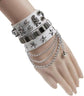 2-Piece Punk Rock Bracelet Set Studded Leather Cuff Bracelets with Metal Skull Adjustable Wrap Wrist Cuffs Vintage 80s Emo Goth Jewelry Accessories for Halloween Concerts and Festival Outfit