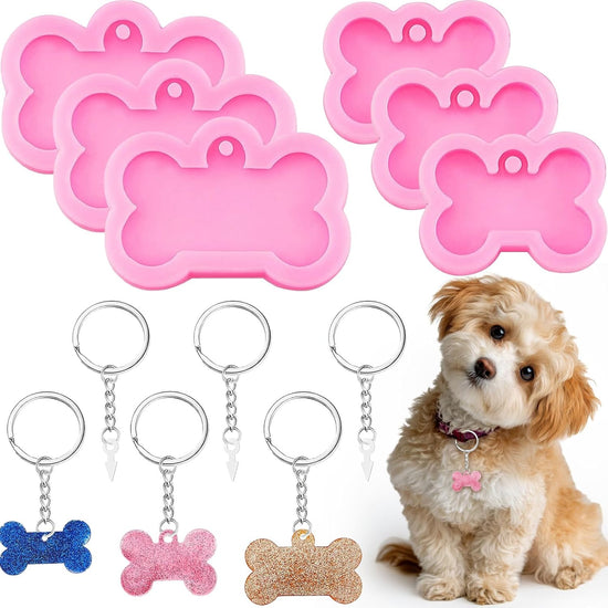 6 Pcs Silicone Dog Tags Mold 2.5&