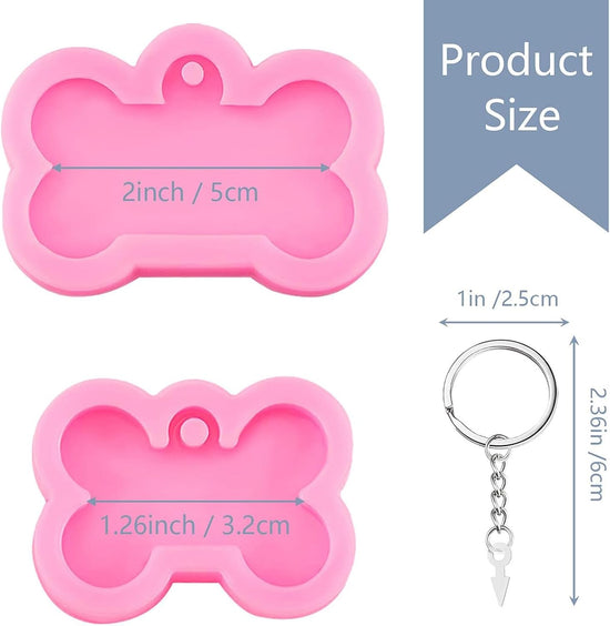 6 Pcs Silicone Dog Tags Mold 2.5&